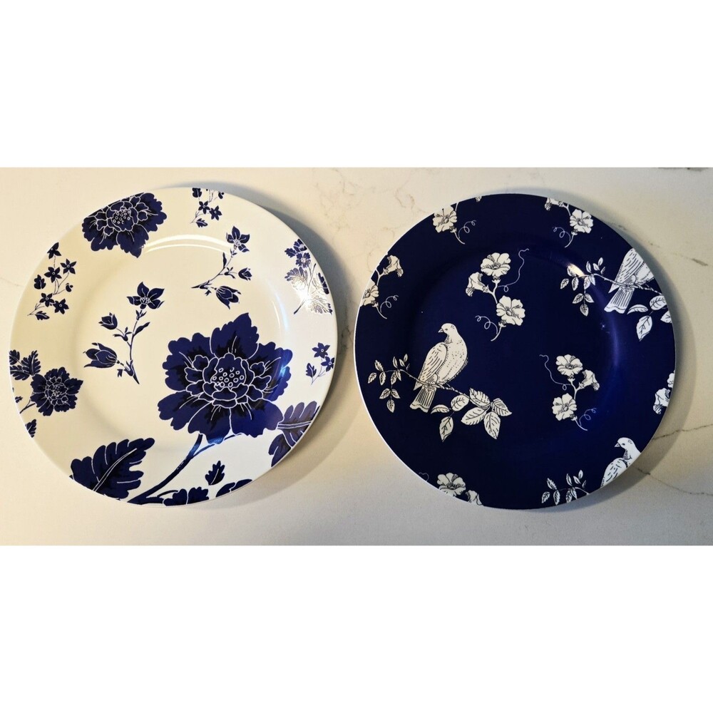 Midwest of Cannon Falls Spring Living 8" Plates Set of 2 Blue White Bird Floral